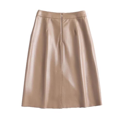 Women Spring Autumn Fashion Genuine Leather Midi Wrap Skirt Long Slim Sheepskin Irregular Skirts2