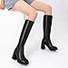 Athlefit Black Knee High Boots for Women Platform Chunky High Heel Tall Boots Square Toe Fashion Dress Long Heeled Booties Size 7