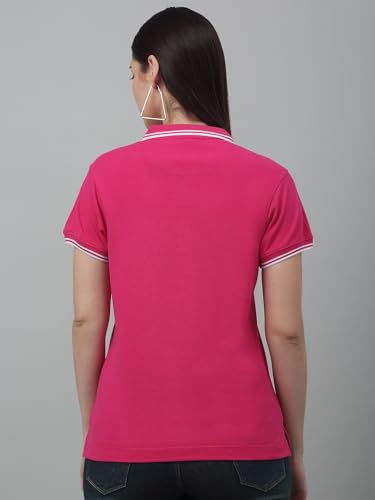 Image of Cantabil Women's Cotton Blend Solid Polo Neck T-Shirt (Regular Fit)