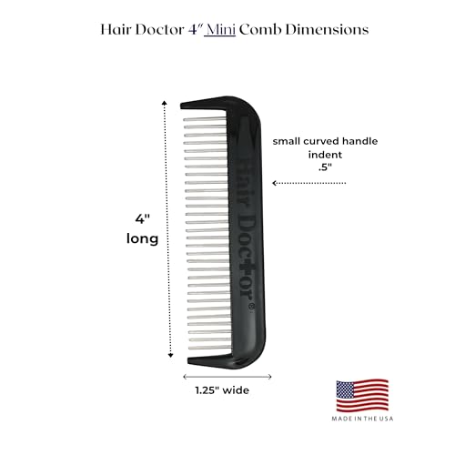 The Hair Doctor Mini Rotating Tooth Fine Spaced Hair Comb 4 Inches