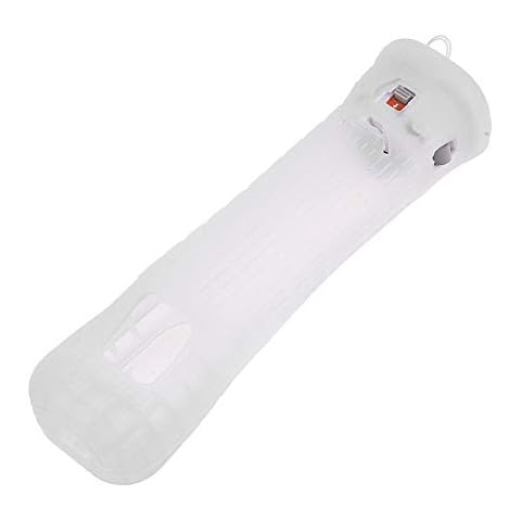 Funda de Silicona con Adaptador de Sensor Motion Plus para Nintendo Wii Mando a Distancia(Blanco) Cover