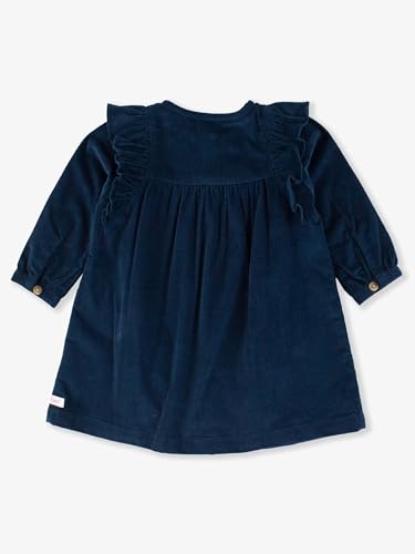 RuffleButts Dark Navy Stretch Corduroy Ruffle Detail Dress - 4T2