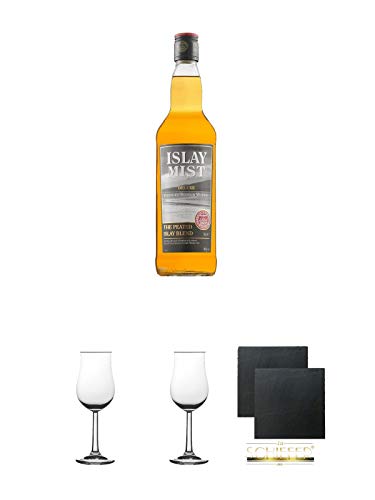 Islay Mist 40% Islay Single Malt Whisky 0,7 Liter + 2 Bugatti Nosing Gläser + 2 Schiefer...