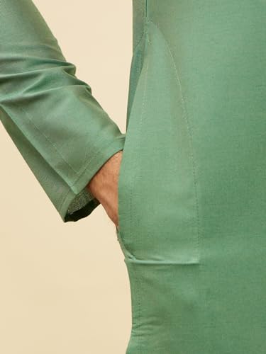 Manyavar Men Blended Viscose Solid Kurta Pyjama Set4