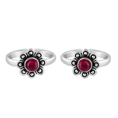 Image of GIVA 925 Silver Oxidised Silver Lunar Petals Toe Rings| Toe Rings for Women and Girls | With Certificate of Authenticity and 925 Stamp | 6 Month Warranty