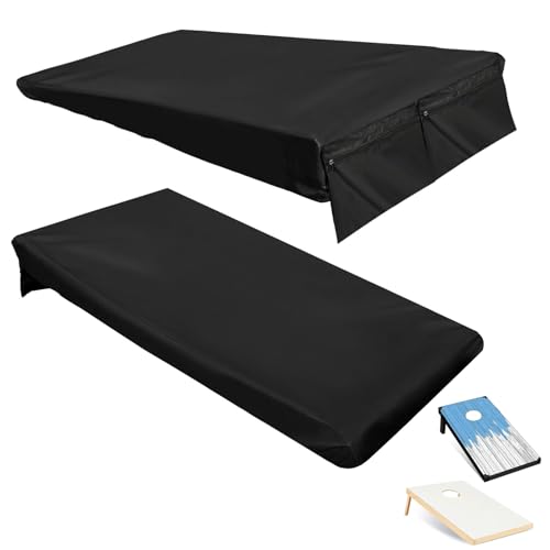 Velfree Cornhole Board Covers 2 Set Cornhole Covers for 4 x 2 Regulation Size Boards with Bag for Storing Cornhole Bags Cornhole Accessories - All Weather Protection Black