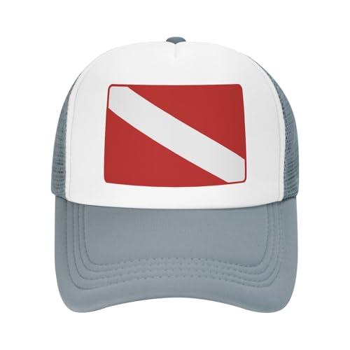 Scuba Diving Deep Dive Flag Trucker Hat Snapback Mesh Baseball Cap Unisex2
