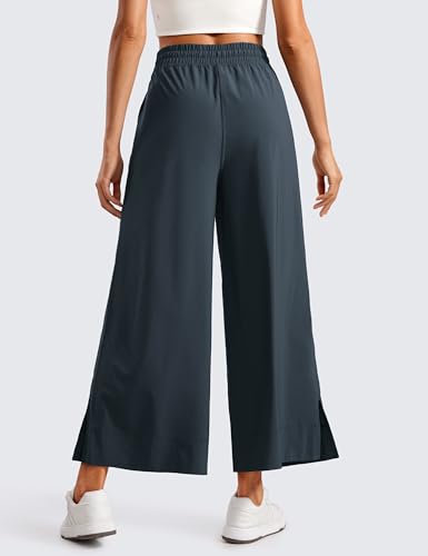 Image of CRZ YOGA Lightweight Wide Leg Crop Pants 25 inch | Casual, Travel, Comfy, Soft, Split, Loose Fit, Pockets, for Women