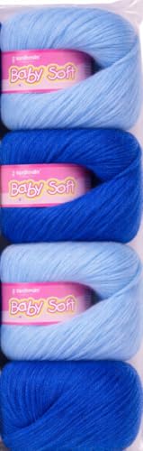 Image of Vardhman BabySoft Knitting Yarn | 100% Acrylic Wool | 4 Ply | Thin Knitting & Crocheting Hook Thread & Lightweight | Special Baby Wool | 150 Grams (6 Balls of 25g) | Machine Washable | Ideal for Blankets, Hats, Booties Ultra-Soft for Baby Sweaters, Blankets, Caps, Socks, Soft toys, Art & craft (Dark Blue No.77 & Steel Blue No.78)