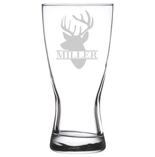 Engraved 15 oz Beer Pilsner Stein Mug Glass Custom Personalized Gift Deer Head