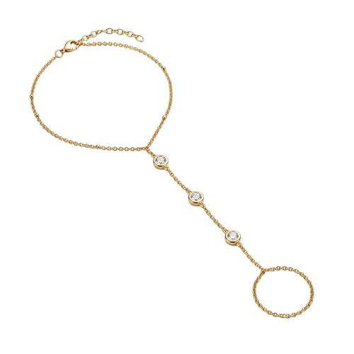 JOVYTH Golden Hand Chains for Women Trendy, Ethnic style Bracelet，Delicate Plated Ring Bracelets, Hypoallergenic Finger and Nail Bracelets, Simple Golden Hand Jewels