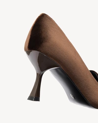 Women's 2.5 Inch Stiletto Pumps - Pointed Toe Suede Heels for Office, Wedding & Party, Slip-On Mid Heel Dress Shoes3