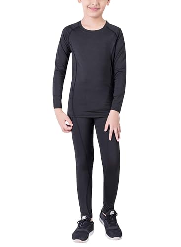 Boys Thermal Underwear Set Long Johns Base Layer Tops and Bottom for Skiing Athletic Compression Set