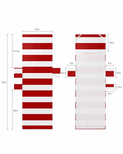Red White Stripe Beach Chair Cover with Side Pockets, Microfiber & Quick Dry Pool Chaise Lounge Chair Towels Covers for Sun Sunbathing Patio Garden Hotel, Modern Geometric Minimalist Vertical Striped