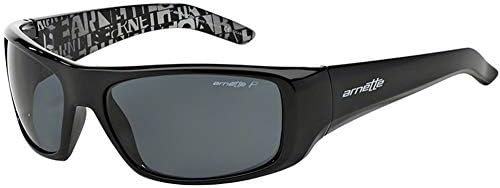 ARNETTE Men's AN4182 Hot Shot Wrap Sunglasses, Gloss Black/Grey Polarized, 62 mm