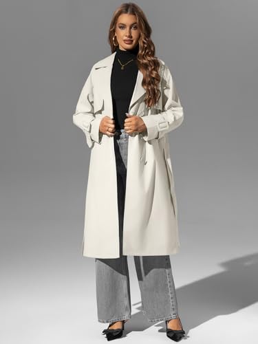 Bellivera Women's Trench Coat Long Loose Jacket Spring Fall Overcoat with Belt2