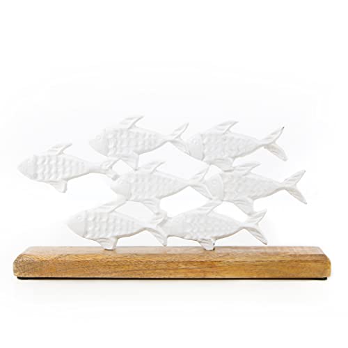Logbuch-Verlag Deko Fische weiß Metall zum Hinstellen Fischschwarm 30 cm Badezimmer maritim dekorieren mit Holz Logbuch-Verlag Deko Fische weiß Metall zum Hinstellen Fischschwarm 30 cm Badezimmer maritim dekorieren mit Holz