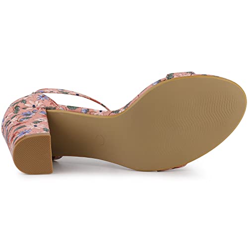 Image of Allegra K Women's Floral Print Open Toe Block High Heels Summer Sandals