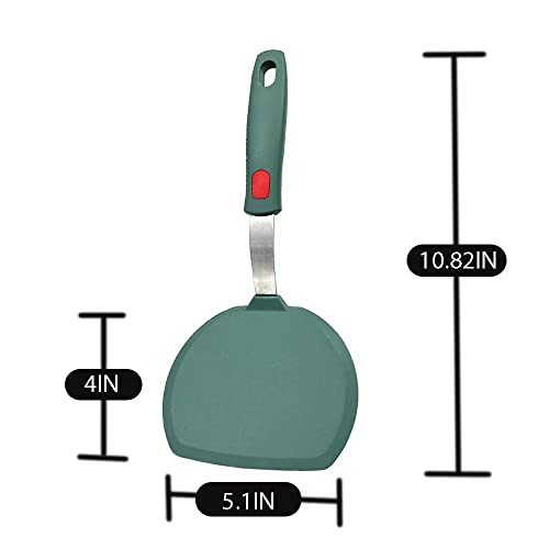 Tenta Kitchen Silicone Pancake Spatula Turner for Cooking and Baking- 600°F Heat Resistant Rubber Egg Spatulas (Green Round Spatula) by TENTA KITCHEN - Image 3