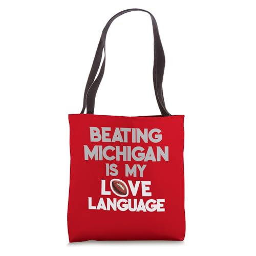 Bolso tote divertido con frase 'Beating Michigan Love' y diseño de Ohio, Buckeye, para el hogar miniatura 1