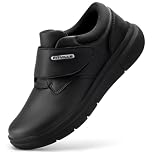 FitVille Men's Diabetic Shoes Leather Extra Wide Walking Shoes for Edema Hook & Loop Recovery Casual Oxford Shoes for Swollen Feet(10.5 Extra Wide,Black)