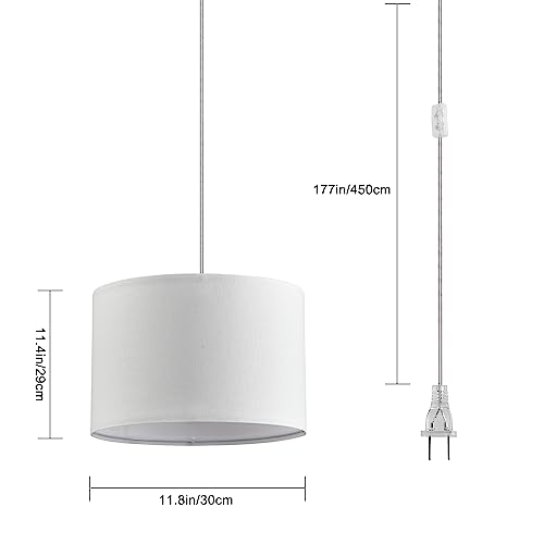 Lámpara colgante para techos sin punto de luz con cable transparente largo e interruptor 5