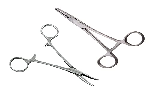 surgical online 2-piece curved amp straight 3534 hemostat set - stainless steel locking tweezer clamps - ideal hemostats for nurses fishing forceps crafts and hobby