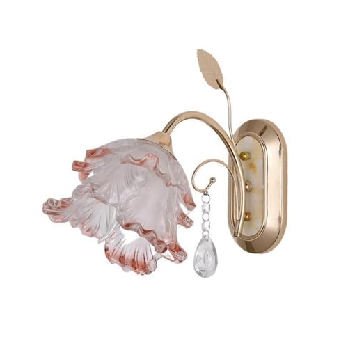 MOBYGKFY Aplique de pared moderno de mediados de siglo Simple Glass Flower Wall Sconces E12/E14 Base Wall Lamp Bedroom Living Room Corridor Wall Light para sala de estar, dormitorio, pasillo