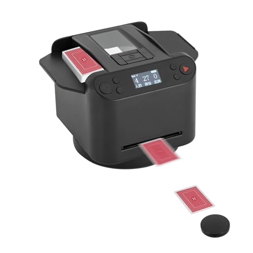 CNCEST Automatic Card Shuffler and Card Dealer, Wireless Card Dealer, Electric Card Shuffler and Card Dealer with 5000mah Battery for Guandan Poker, Texas Hold'em, Mahjong Solitaire (Black)