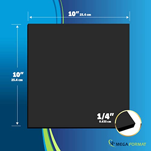 Image of Mega Format Expanded PVC Plastic Sheets - 10 inch X 10 inch Rigid Black Sheet for Crafts, Signage, & Displays - Sintra, Celtec PVC Board - Waterproof for Outdoors Use - 1 /4 inch 6mm Thick - 1-Pk-Black