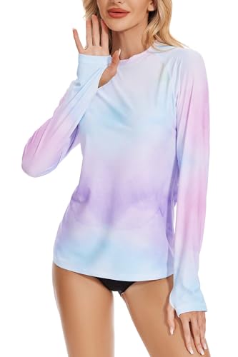 Rash Guard for Women Swim Shirts UPF 50+ Long Sleeve Sun Shirt Women Rashguard Surfing Swimming Tops with Thumb Hole