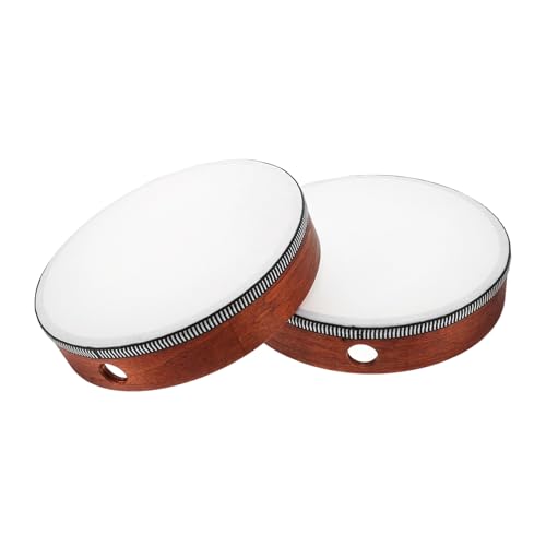 TENDYCOCO 2個 8 拍手ドラム タンバリン手持ちドラム タンバリン楽器 大人のタンバリン 打楽器 大人のためのタンバリンドラム 手タンバリン 音楽的な鼓のおもちゃ 木製 Brown