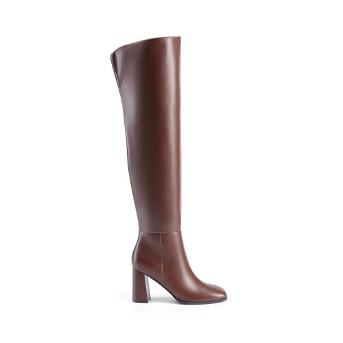 Image of DREAM PAIRS Women's Tall Over the Knee Boots Thigh High Fall Block Chunky Heeled Knee High Long Boots with Fashion Square Toe and Side Zipper