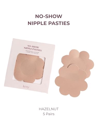Image of Krvvy No-Show Nipple Pasties | 5 Pcs Nipple Covers | Disposable Nipple Breast Covers for Women (5 Pairs)
