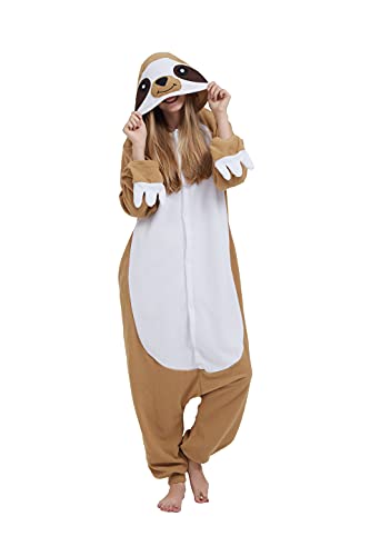 Adult Animal Onesie Pajamas, Men and Women's Animal Cosplay Costume Sleepwear,Sloth One-Piece Unisex Homewear