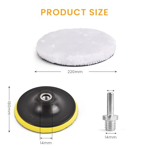 Image of STHIRA 3Pcs Polishing Buffing Pads with Backing Plate Universal 7 Inches Dia Polishing Wool Pad Attachments for Power Drill Reuseable Synthetic Wool Pads for Polishing, Waxing