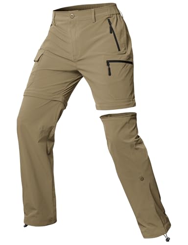 Cycorld Damen-Wanderhose-Zip-Off-Trekkinghose, Atmungsaktiv Wanderhose Damen Schnell Stretch Trekkinghose Abnehmbar Zip Off Outdoorhose Sommer Hiking Pants Funktionshose (Khaki, L)