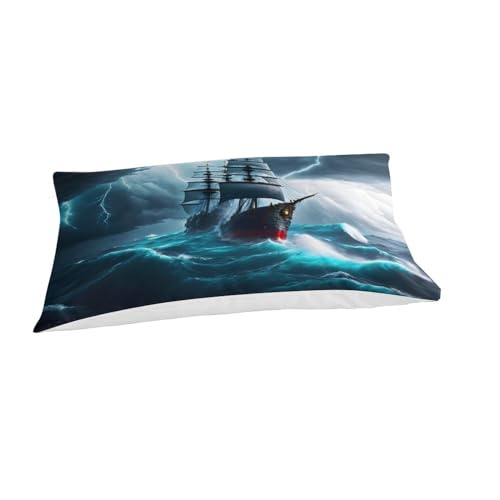 Funda de edredón de microfibra sin arrugas con estampado de mar y barcos 3D 5