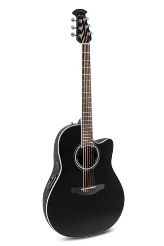 Ovation Celebrity CS24 5 G   Guitarra acústica eléctrica (corte medio, tapa de abeto macizo, cuerpo de lyracord, color negro)
