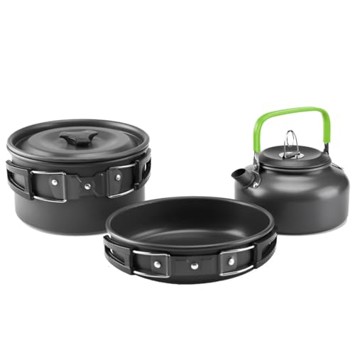 aiGear 3pcs Camping Cookware Mess Kit, Non-Stick Camping...