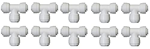 Image of 1 /4 inch Tee 3 Way Tube Quick Connect Push Fit Connector T-Shape 6 mm For RO Water Reverse Osmosis System (Pack of 10)
