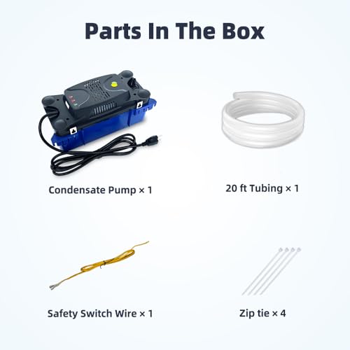 1/30 HP 132 GPH 20 FT HVAC Condensate Pump with 20 FT Tubing, 115V/230V w/Automatic Safety Switch, Removal Drain Pump for Air Conditioner, Dehumidifier, Ice Maker, Furnace, Boiler