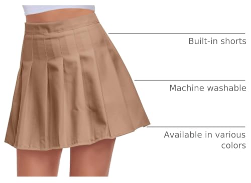 Image of Pleated Skirts for Women Tennis Skirt with Shorts High Waisted Mini Skort