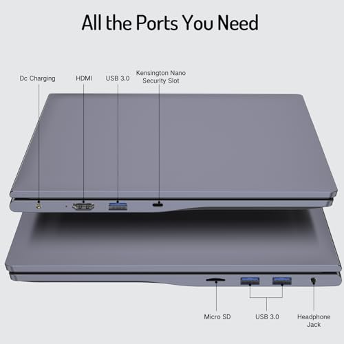 DERE 14”Laptop, 1920 * 1200 IPS Display Laptop for Student and Business, N5805, 8GB RAM, 256GB SSD, HDMI, Wi-Fi, Win11 OS, Silver Gray - Image 6