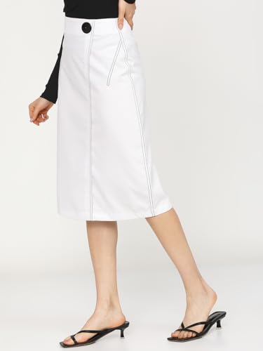 Image of Tokyo Talkies Women's Regular Fit A-Line Skirts | Strachable Skirts| Mid-Rise| Women Skirt | Skirt for Women