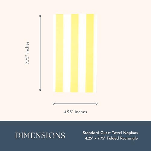 Image of Bonjour Fete Yellow Cabana Stripe Guest Towels, Pack of 20, 4.25x7.75 inch