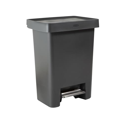 Rubbermaid High-Capacity Step-On Trash Can, 19 Gallon, Single or Dual Stream Trash or Recycling, Charcoal, Stainless-Steel Pedal, for Home/Kitchen/Garage/Apartment
