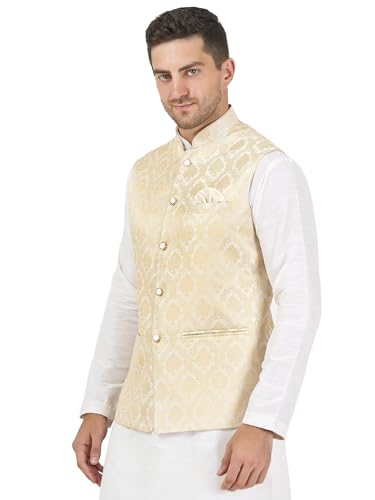 Image of Badoliya & Sons Men's Brocade Zari Nehru Jacket /Waist Coat