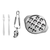 JOINPAYA Schneckenteller aus Edelstahl mit Fächern und Muschelgabel Servierplatte für Meeresfrüchte Backofengeeignet für Haushalt und Restaurant