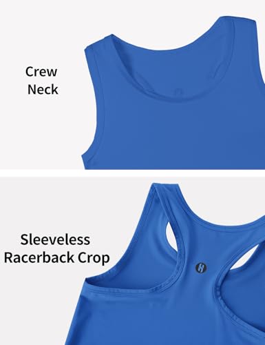 Girls Tank Tops Sleeveless Crew Neck Racerback Crop Tops Size 10-12 for Girls Kids Athletic Tank Top for Dance Yoga Gym Sparkle Blue2